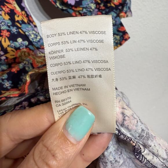 Free People Navy Combo Show Me Loe Floral Square Neck Romper Sz XS NWT - Picture 7 of 14